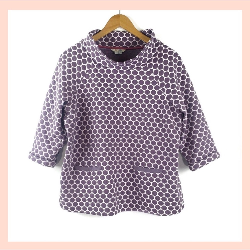 BODEN purple polka dot mock neck Tunic size 14